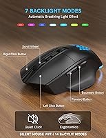 Vista 6 de SABLUTE Ergonomic Wireless Keyboard and Mouse Combo - Wave Keyboard with Soft Leather Wrist Rest, Resistant Keys, RGB Backlit Rechargeable Set for