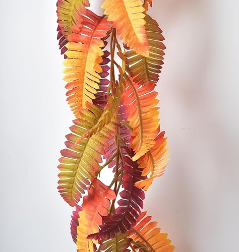 Vista 9 de LSKYTOP Guirnalda de otoño de 12 pies y 6 piesunidad, guirnalda artificial de follaje de otoño para interiores y exteriores, boda, Acción