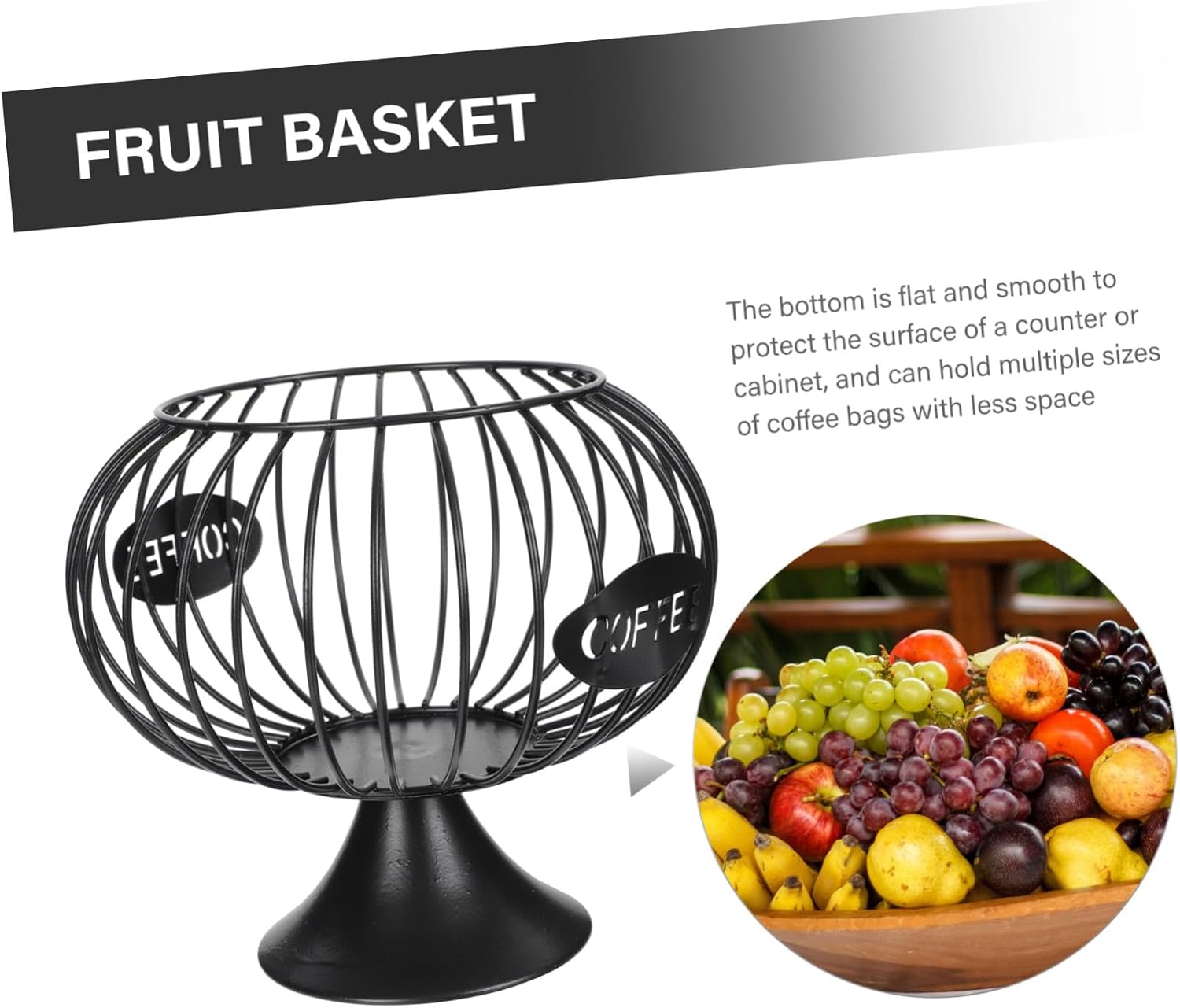 Creative Large Black Metal Coffee Capsules Storage Basket with Open Top Coffee Pod Organizer for Kitchen Office Home and Countertops