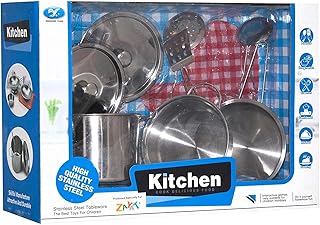 مجموعة العاب مطبخ من الستانلس ستيل للاطفال من زينجكسينج يوان - 9 قطع