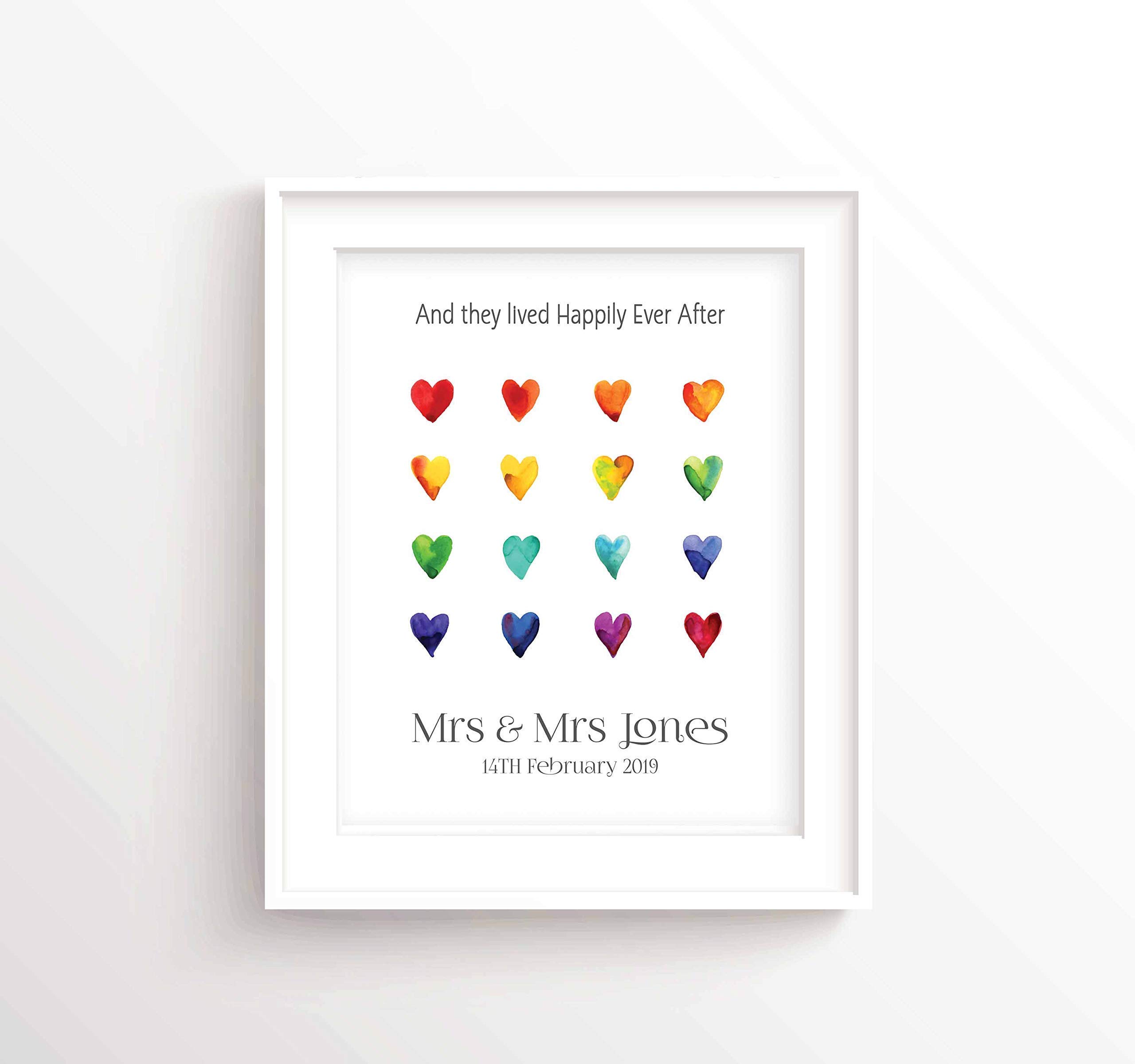 Mrs & Mrs Wedding Gifts Lesbian Wedding Gifts, Personalised Print Custom Gay Anniversary Art Print