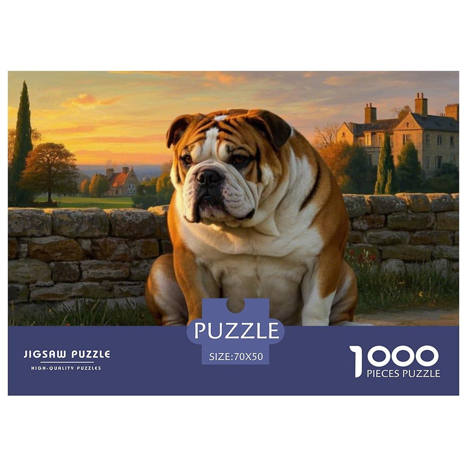 English Bulldog Jigsaw 1000 Pieces Challenge Game for Adults,Manor House Impossible Jigsaw Puzzles 1000 Piece Educational Games for Adults Or Families 70x50cm/1000pcs — image 1