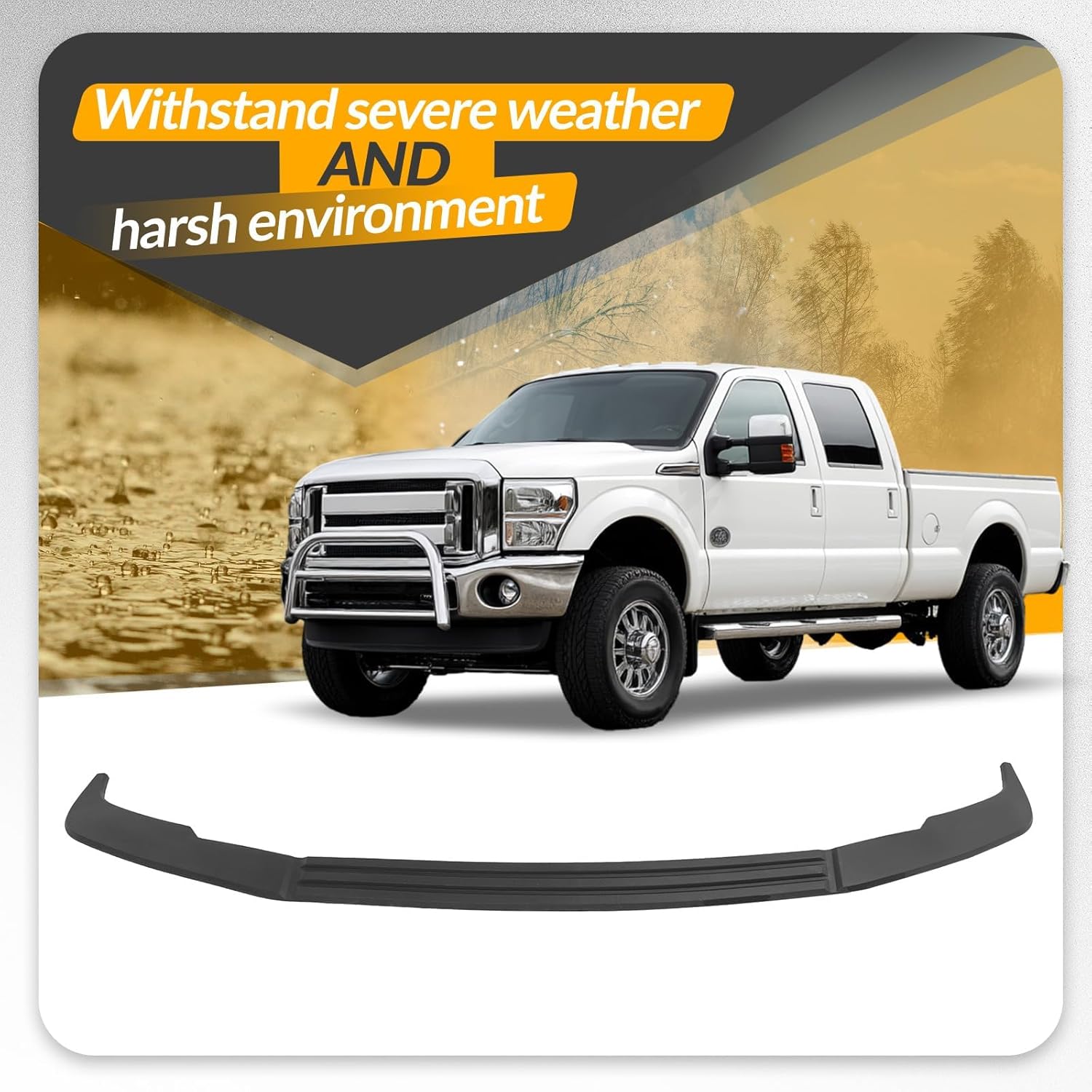 KUAFU Front Bumper Molding Trim Compatible with Super Duty 2008 2009 2010 Ford F250 F350 F450 Replacement For 8C3Z17K833AA, FO1044103 Upper Bumper Cover Cap PP Plastic Black