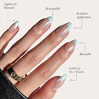 Vista 61 de Glamnetic Uñas a presión – Red Affair Uñas cortas de punta francesa con purpurina roja almendra con un acabado brillante 15 tamaños – Kit de 30