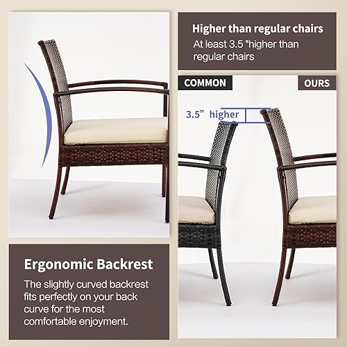 Miniatura 3 de Hubhalsun Juego de 4 piezas de mimbre para patio al aire libre, funiture de mimbre de jardín para patio trasero, silla de ratán interior, grupo de