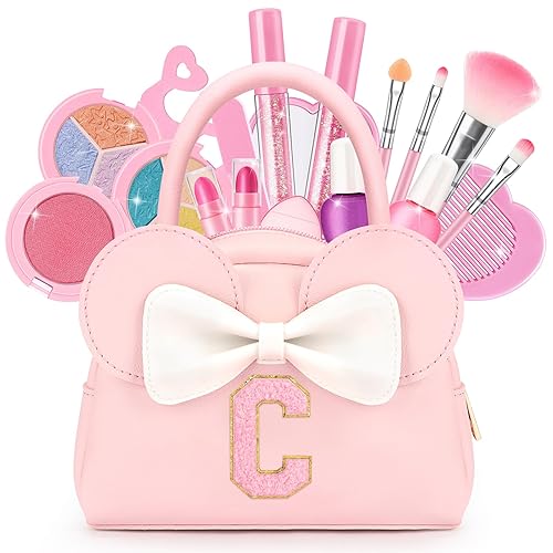 Miniatura 17 de Kit de maquillaje real para niñas – 18 piezas de juguetes de maquillaje no tóxicos y lavables con bolso inicial para niños pequeños – Regalos