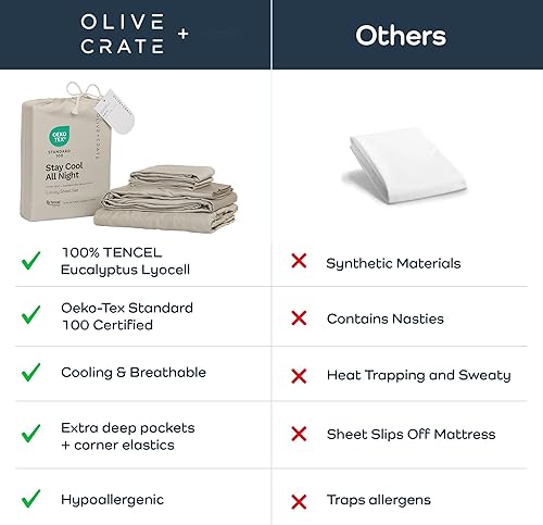 Miniatura 6 de Olive + Crate Juego de sábanas de eucalipto, sábanas refrescantes para personas que duermen con calor, 100 % orgánico, Tencel Lyocell, tamaño