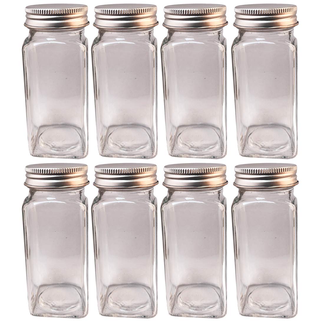 GIFTBASH Square Shape Storage Glass Spice Jar with Screw Cap, Set of 8, 100ml Each | BPA Free | Storage Jar | Jar for Spices | Kitchen Organizer | Air Tight | Modular | Multipurpose Jar