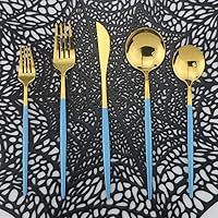 Vista 11 de Juego de cubiertos plateados, 30 piezas, mango negro y espejo plateado 304, juego de cubiertos de acero inoxidable 304, juego de cubiertos