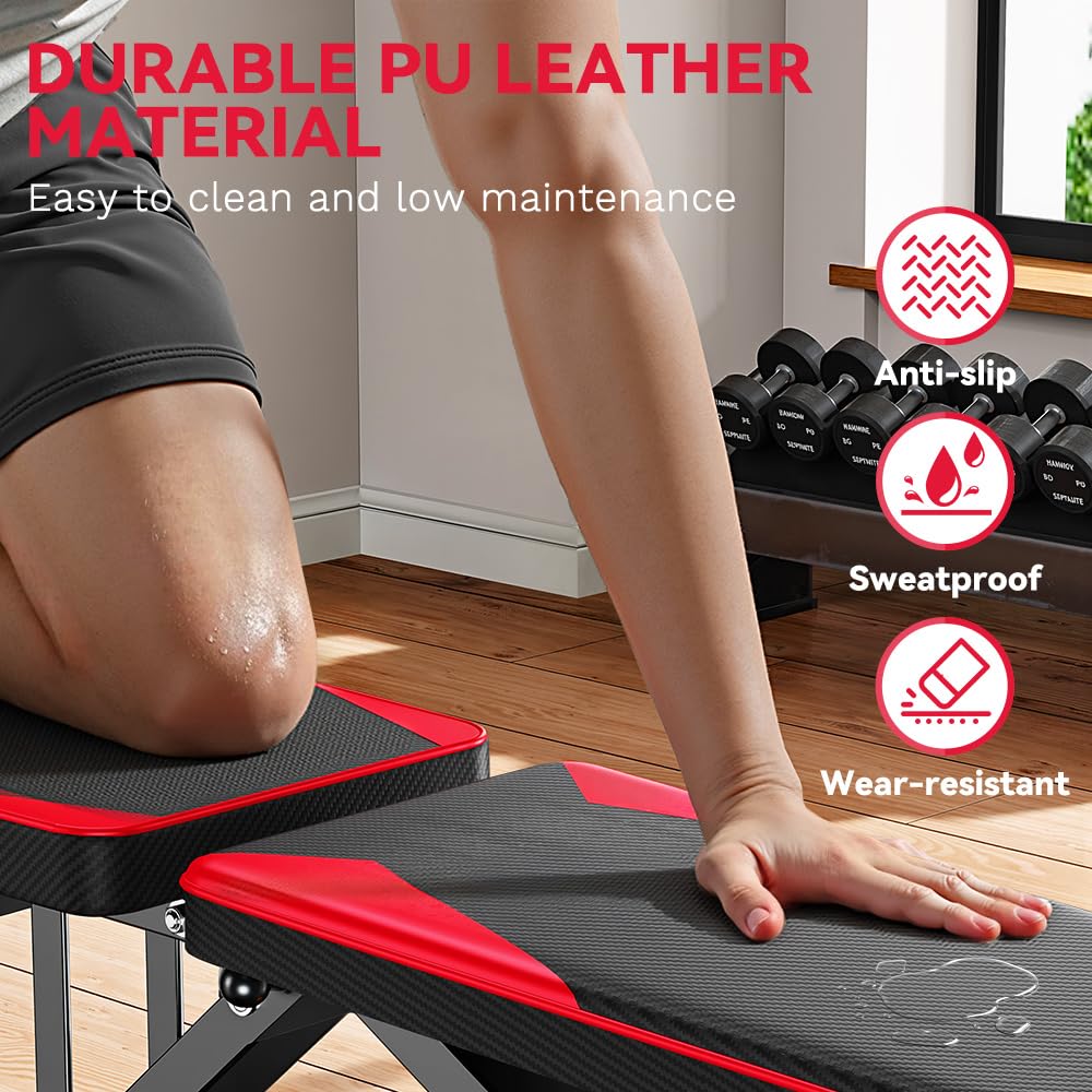 Banco de peso ajustable plegable con bandas de resistencia, capacidad de 300KG/660lbs, respaldo de 8 posiciones y marco de acero de aleación de plegado rápido para gimnasio en casa