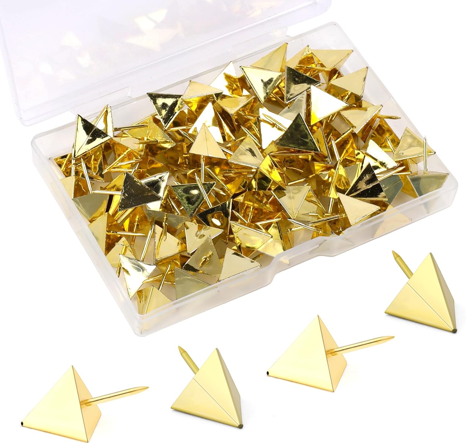 100 Pcs Gold Push Pins, TriangleShaped Push Pins with