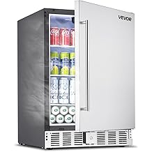 VEVOR 24-Inch Outdoor Beverage Refrigerator, 150 QT Built-in Drink Fridge, 0.56 kWh/Day Energy-Efficient Cooler with 304 Stainless Steel Door, Holds 180 Cans for Outdoor Kitchen, Home Bar, Patio