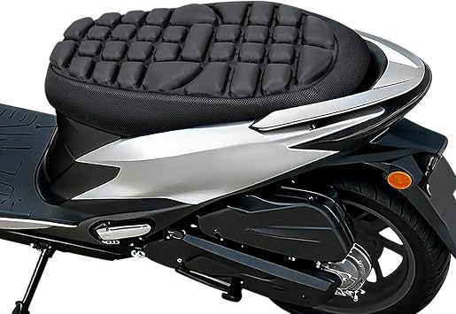 JFT Motorcycle Seat Cushion Inflatable Pad, Pressure Relief Ride Motorcycle Air Cushion Large for Cruiser Touring Saddles, Shock-Absorbing Motocycle Seat Air Pad for Long Time Riding Black