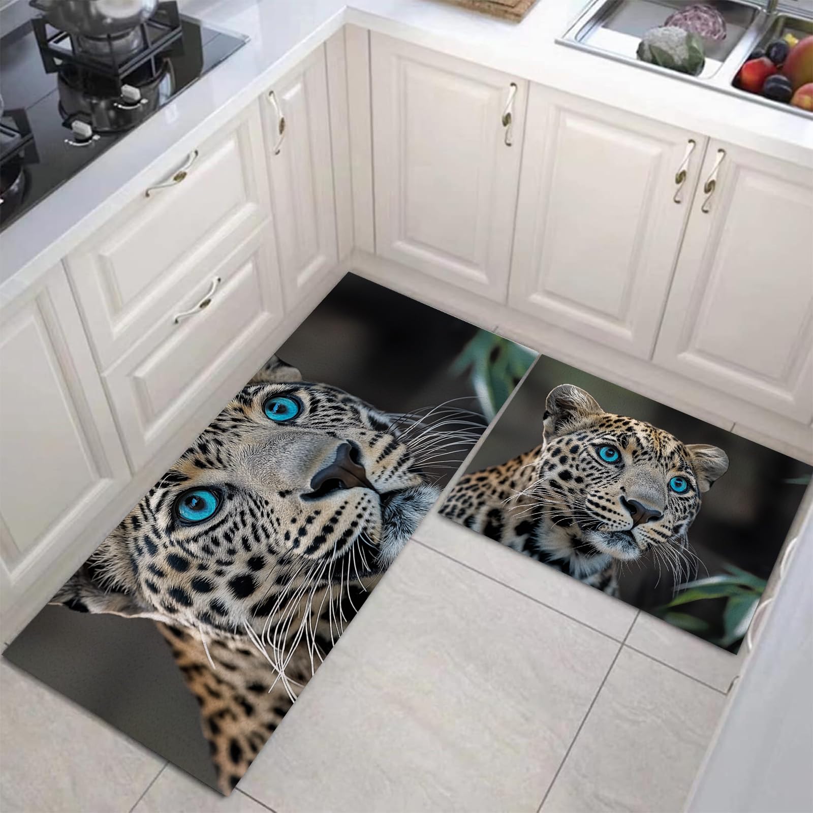 Alfombras antifatiga para dolor de espalda tapetes de cocina cómodos lavables de leopardo MULERN