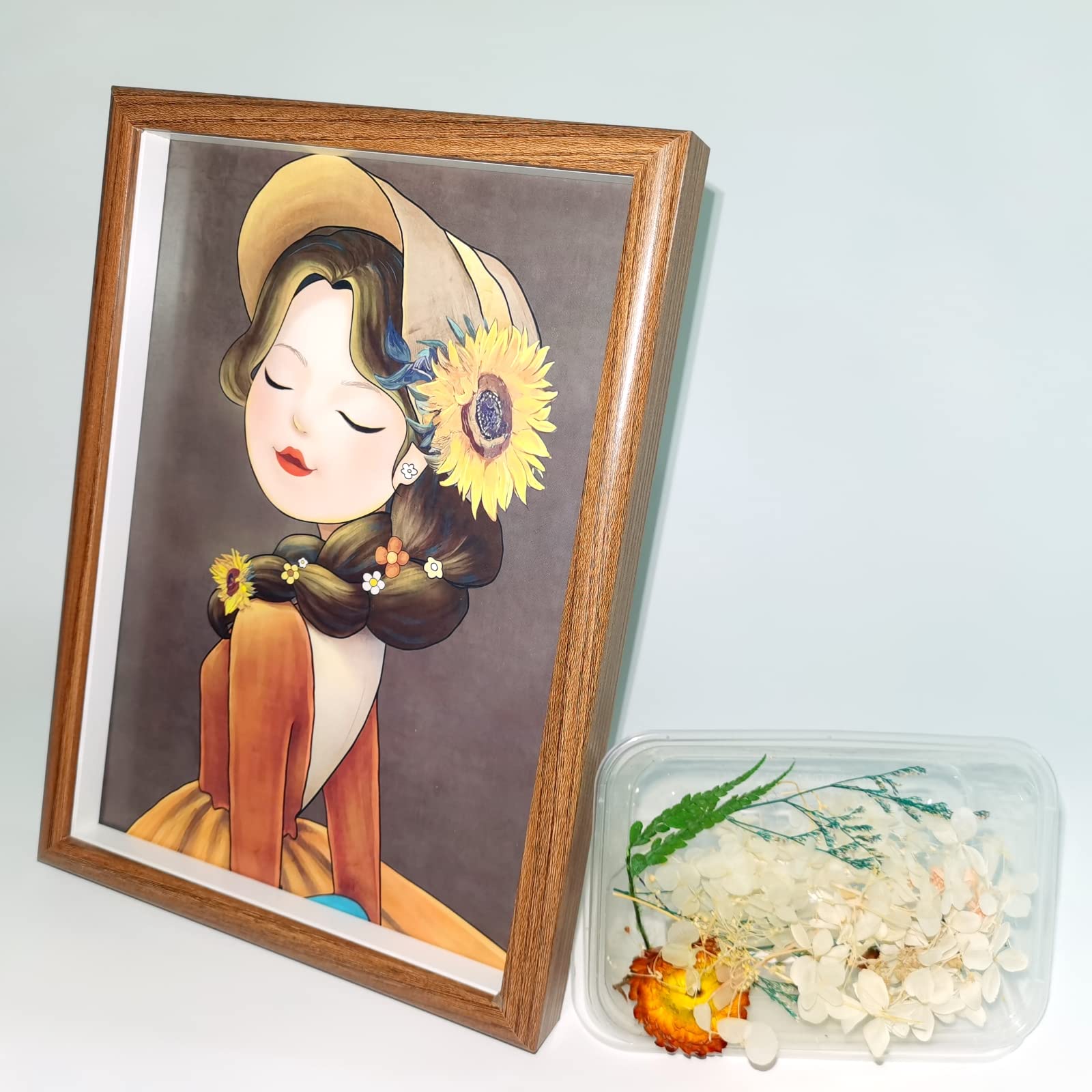 Photo 1 of 2 ITEMS Aiwnijo Handmade dried flower shadow box Picture frame Photo BUNDLE
