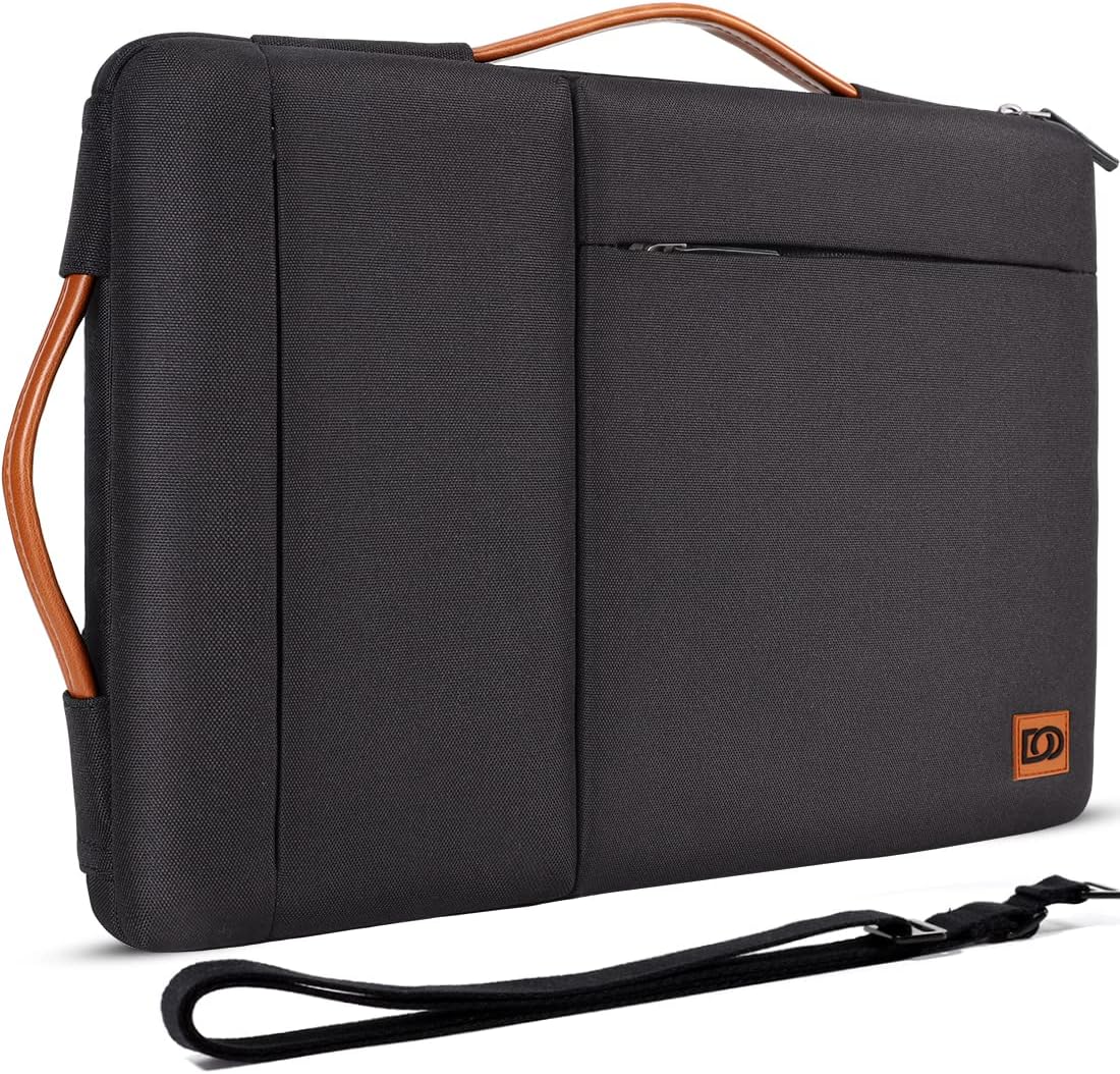 DOMISO 15-15,6 Pollici Borsa PC Impermeabile Custodia Messenger Ventiquattrore per Computer Portatile/Apple/IdeaPad ThinkPad/HP Spectre x360 Pavilion 15 ENVY 15 / Dell, Grigio+Nero