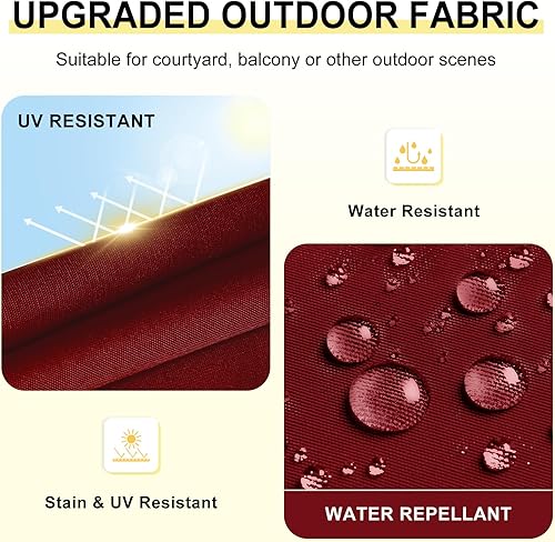 Miniatura 3 de downluxe - Juego de 4 cojines con esquinas cuadradas impermeables para sillas de exterior y muebles de patio, con correas, espuma de alta densidad,