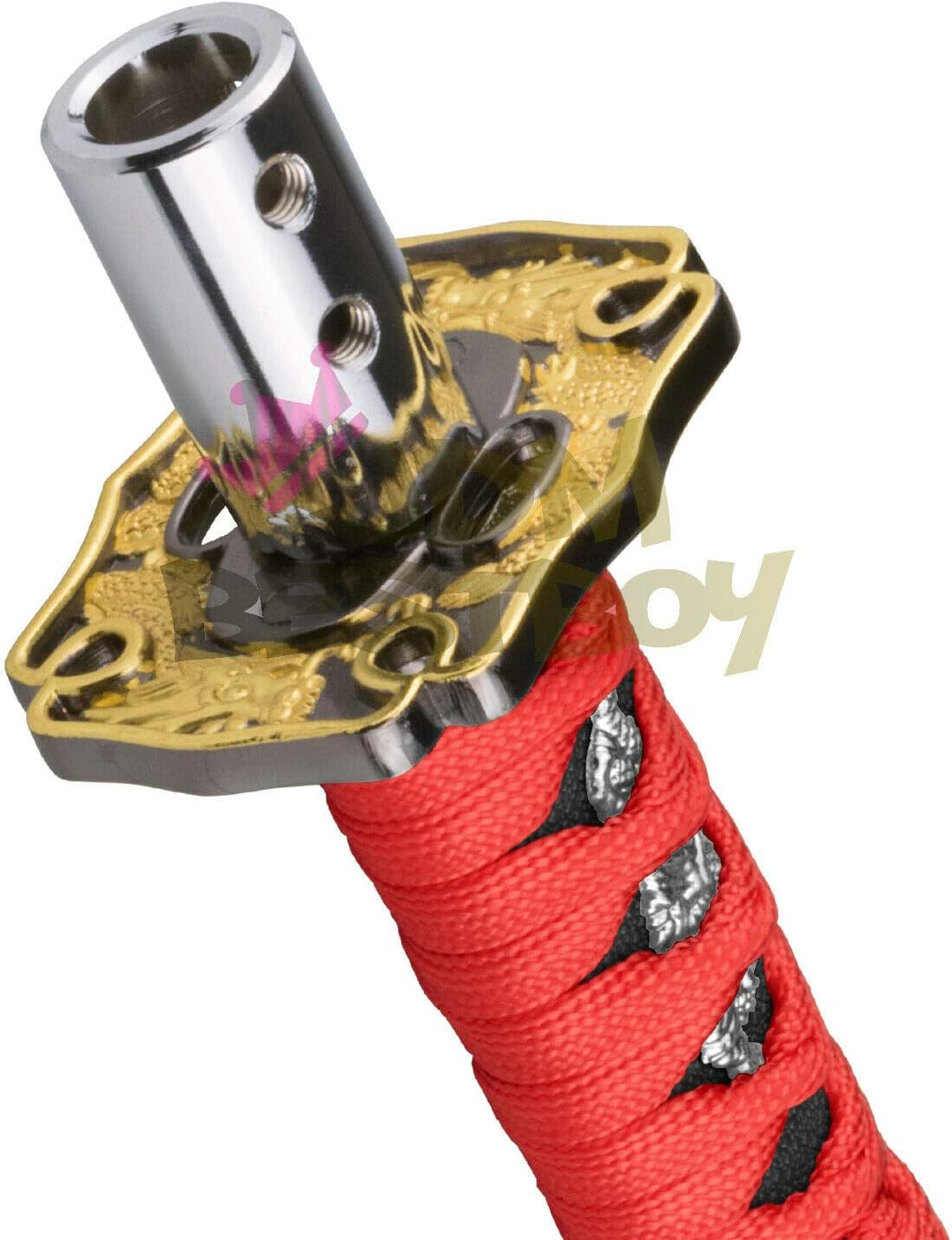 JDMBESTBOY Samurai Sword Red Black Shift Knob Shifter Alloy Katana Adapters Universal 15cm