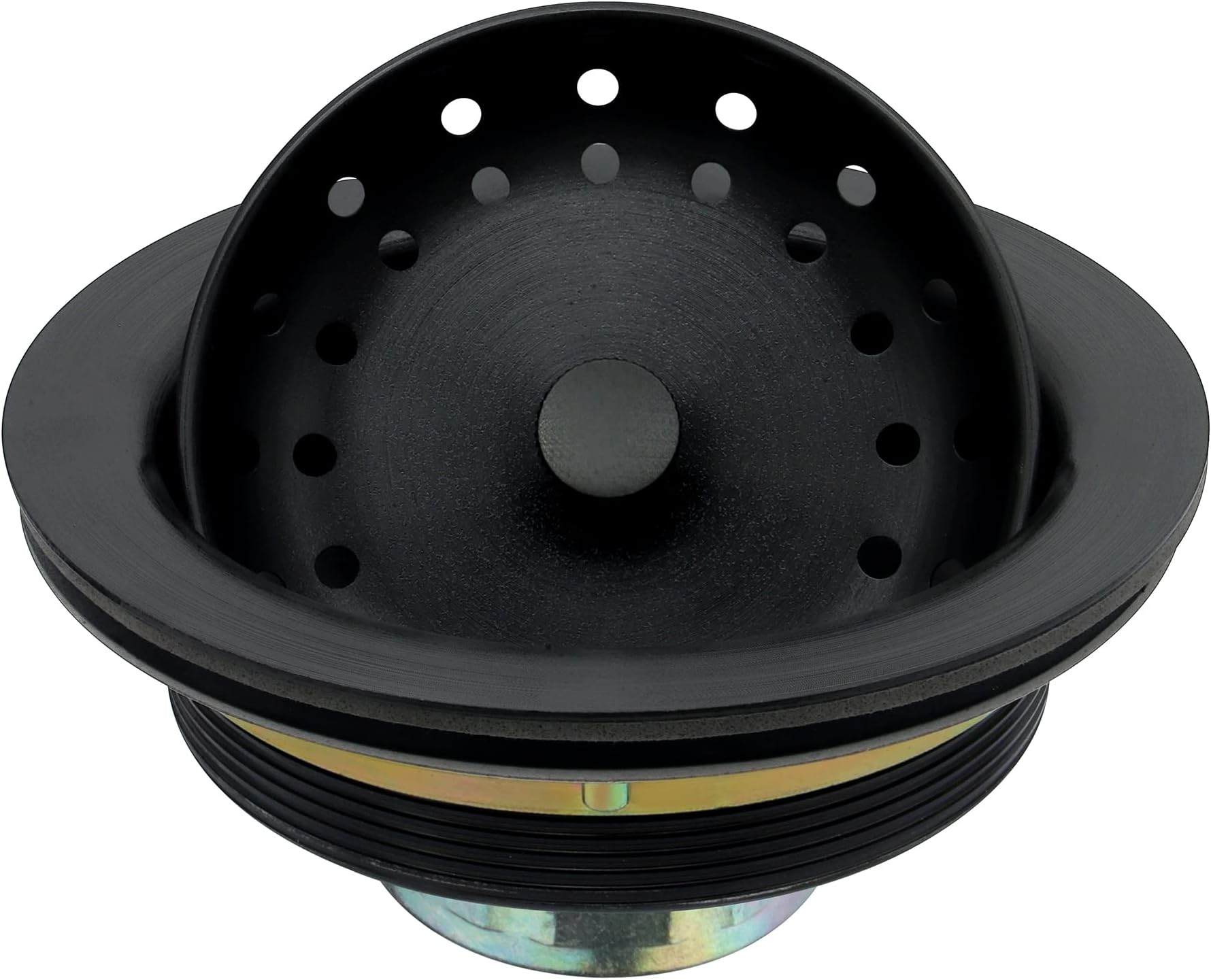 LQS Kitchen Sink Drain Assembly, Black Sink Drain Basket Strainer 304 Stainless Steel with Removable Sink Strainer Basket and Stopper 3-1/2-inches