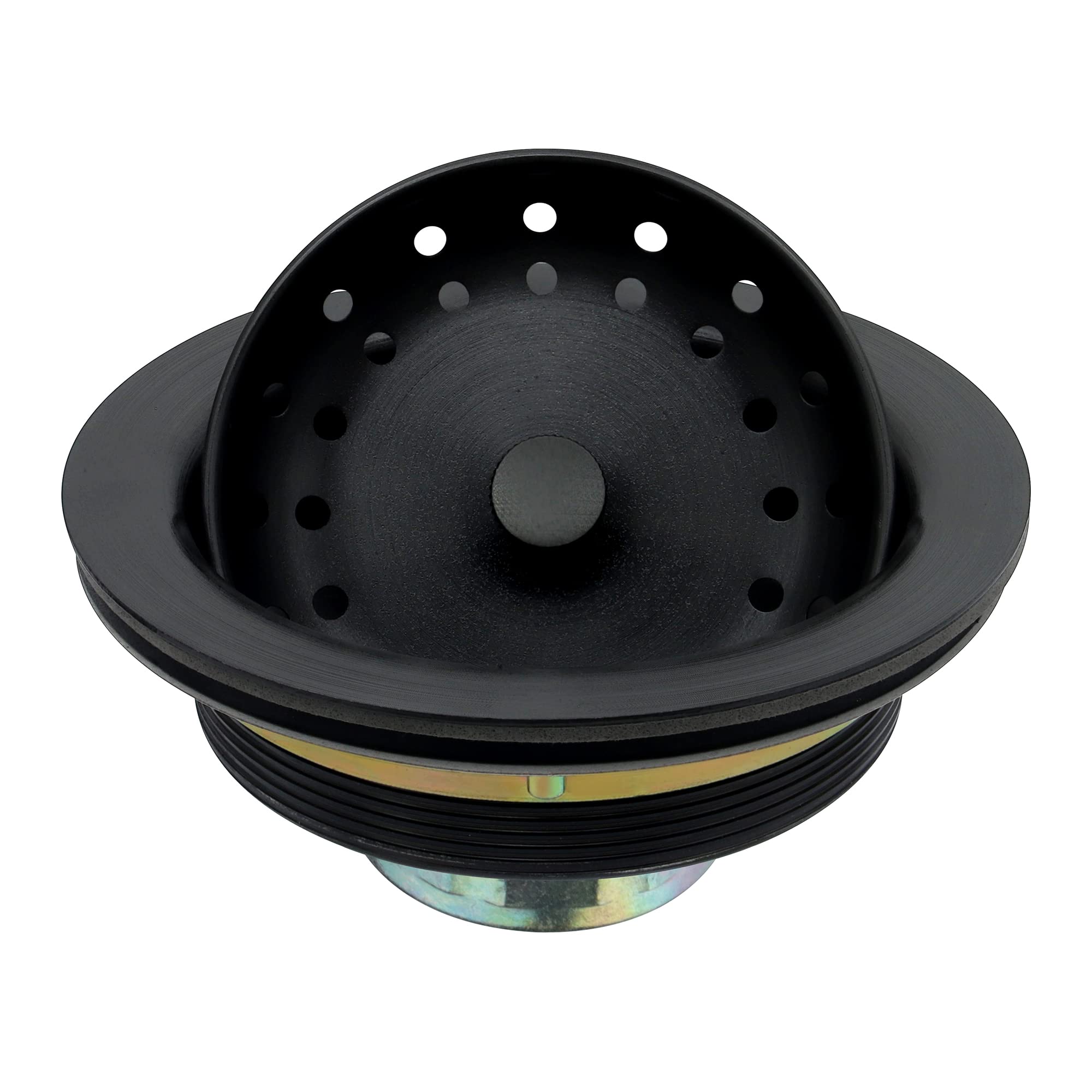 LQS Kitchen Sink Drain Assembly, Black Sink Drain Basket Strainer 304 Stainless Steel with Removable Sink Strainer Basket and Stopper 3-1/2-inches