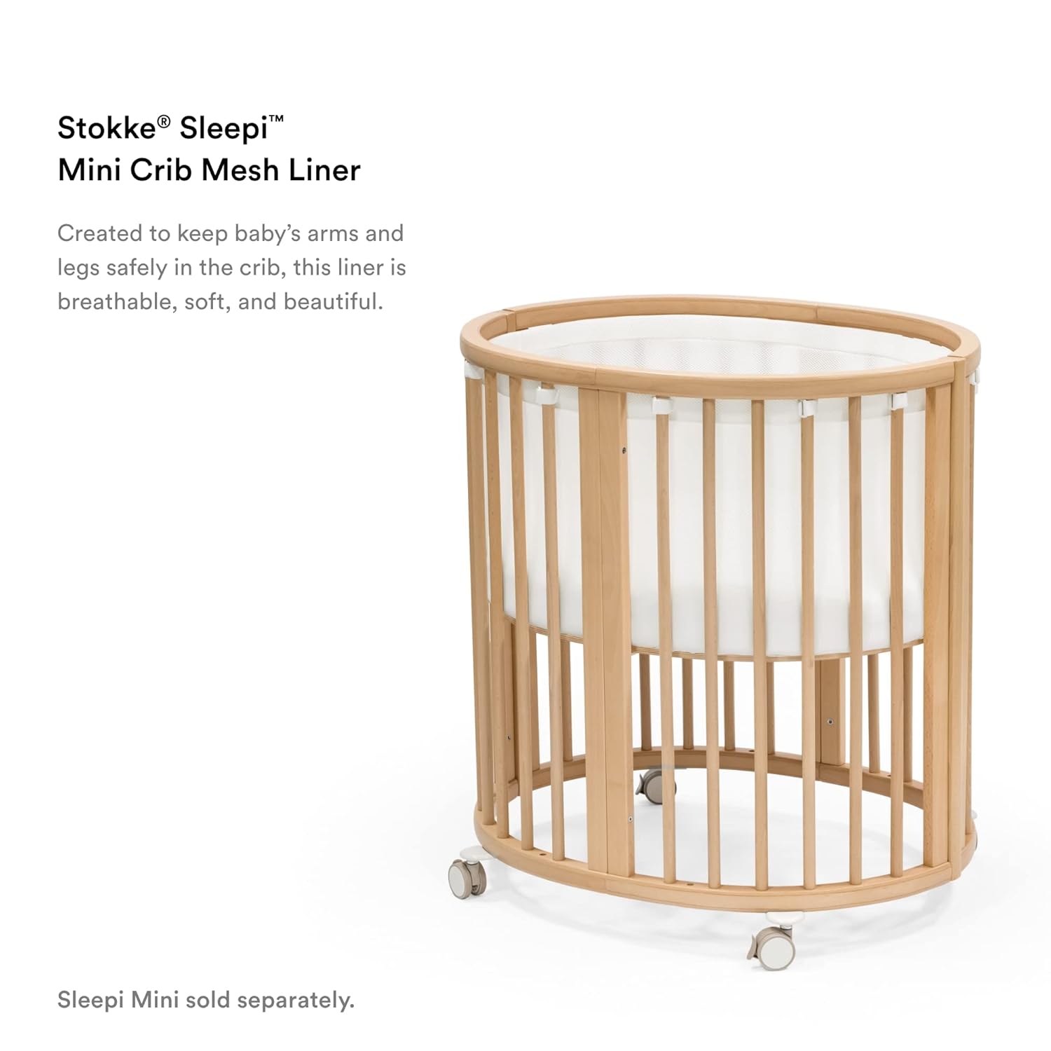 Stokke Sleepi Mini Mesh Liner V3, White - Compatible with Sleepi Mini V3 - Breathable 3D Mesh for Safe Sleep - Machine Washable