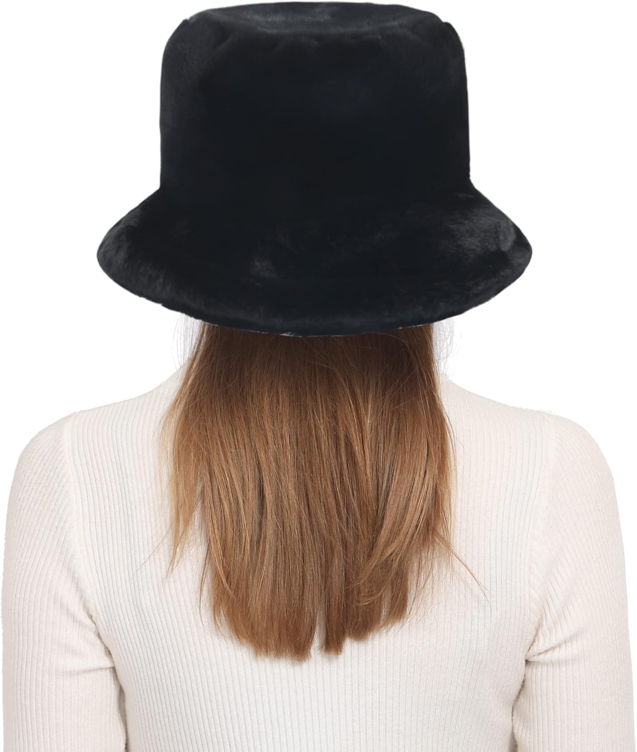 Women's Faux Fur Cow Bucket Hats Ladie's Unique Camouflage Printed Fisherman Cap - Image 3