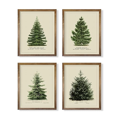 Vintage Farmhouse Holiday Wall Decor -Winter Pine Bathroom Print Poster - Rustic Snowy Winter Room Decor - Christmas Tree Wall Art - Aesthetic