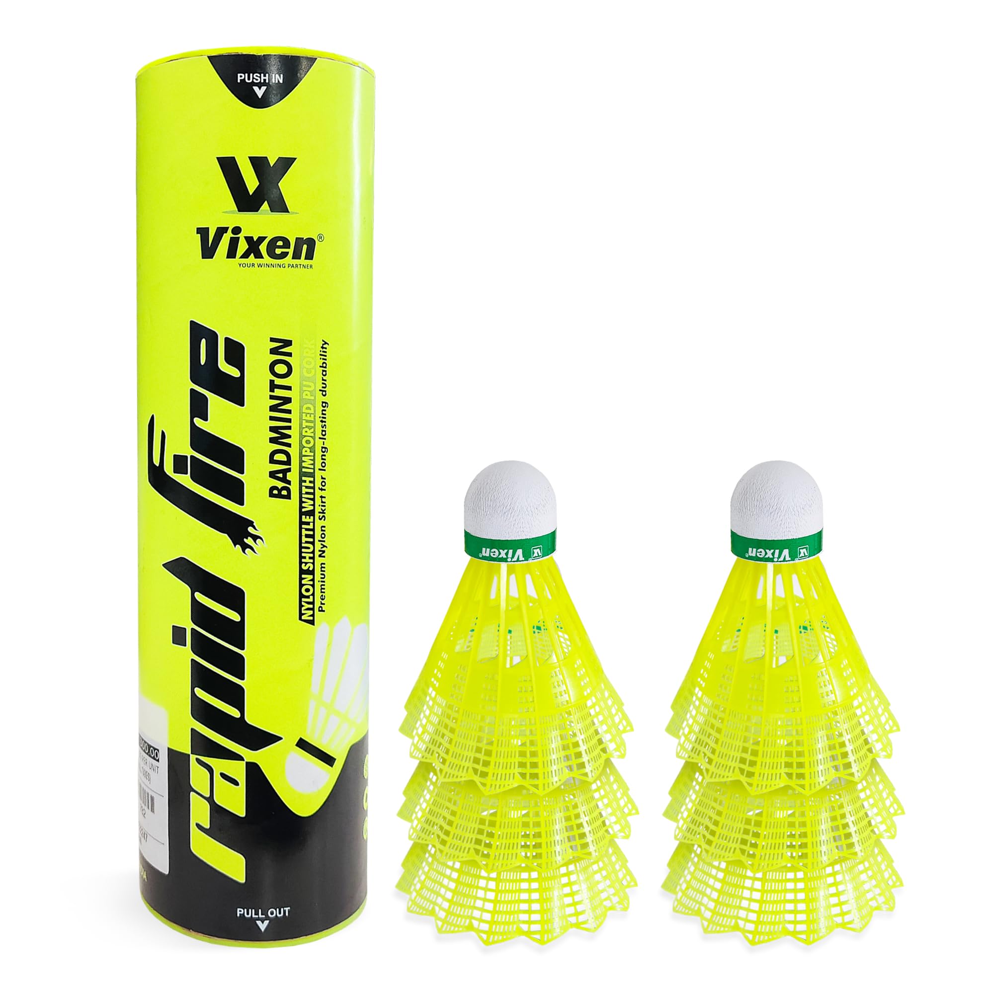 Vixen Nylon Shuttlecock for Badminton, Pack of 6, Yellow, Durable Plastic Shuttle Cocks for Indoor & Outdoor Practice Play (Rapid Fire)-picture-22