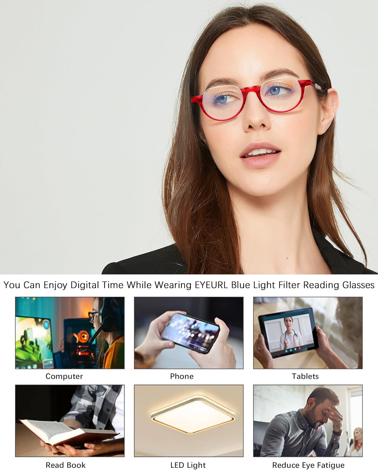 EYEURL 4-Pack Colorful Half Frame Reading Glasses for Women Blue Light Blocking Computer Readers for Women - Image 6