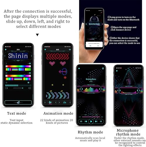 Miniatura 2 de Gorra LED, control de aplicación multilingüe, sombrero iluminado (texto, música, imagen, dibujo) para fiesta, club, Navidad, Halloween