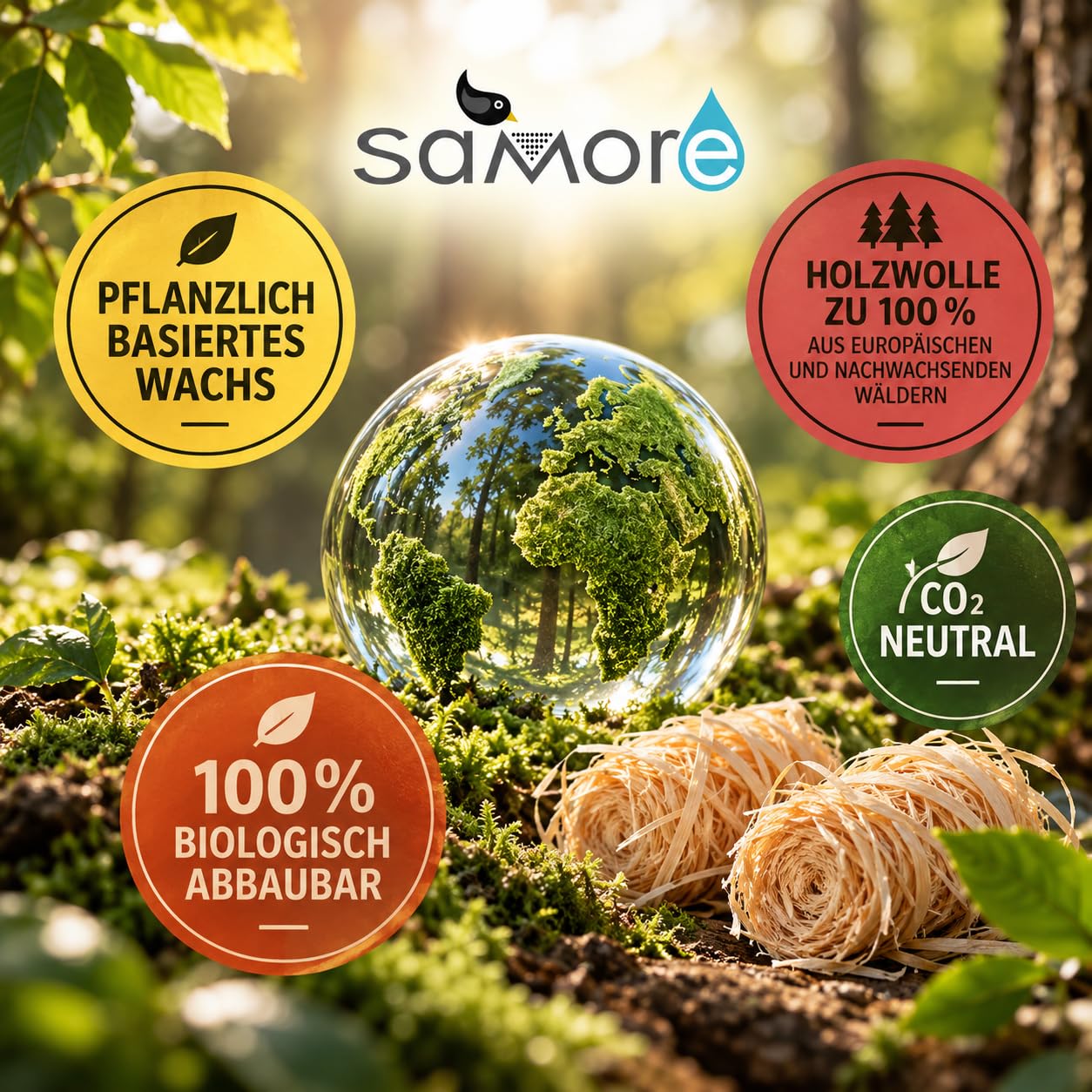 Samore Bio-Kaminanzünder und Öko-Grillanzünder aus Holzwolle, pflanzliches Wachs, Kohleanzünder | Wachsanzünder | Anzündwolle | Anzündhilfe ohne Rückstände (20,0 kg (ca. 1600 Anzünder)