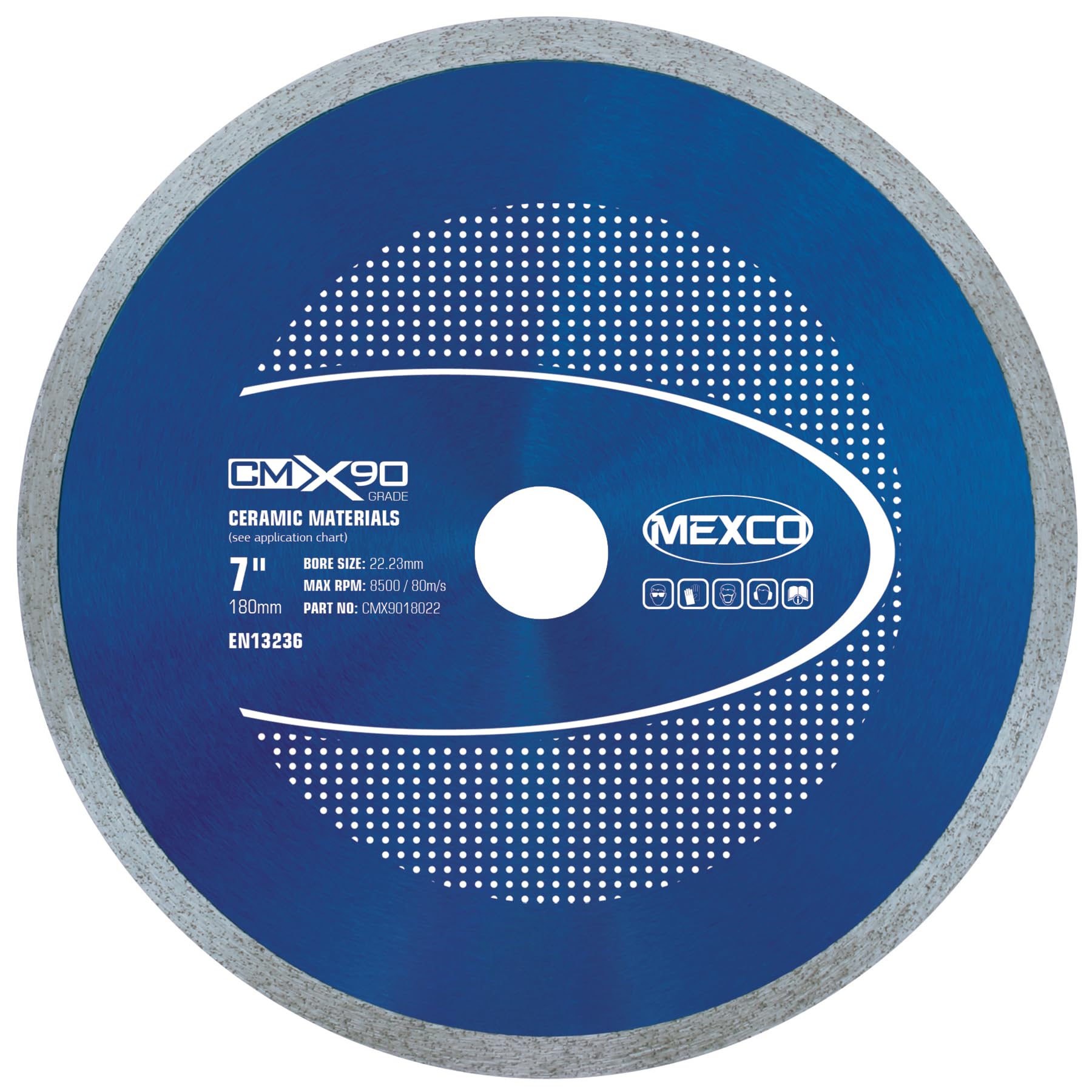 Mexco CMX Ceramic Materials Diamond Blade – High Performance & Fast Cutting Disc for Tiles – 180mm, 22.23mm Bore