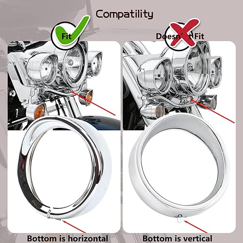 Miniatura 3 de MotoParAcc Luces de paso auxiliares de 4.5 pulgadas con diseño de visera cromada, anillos de ajuste para modelos de 1962 y posteriores equipados con