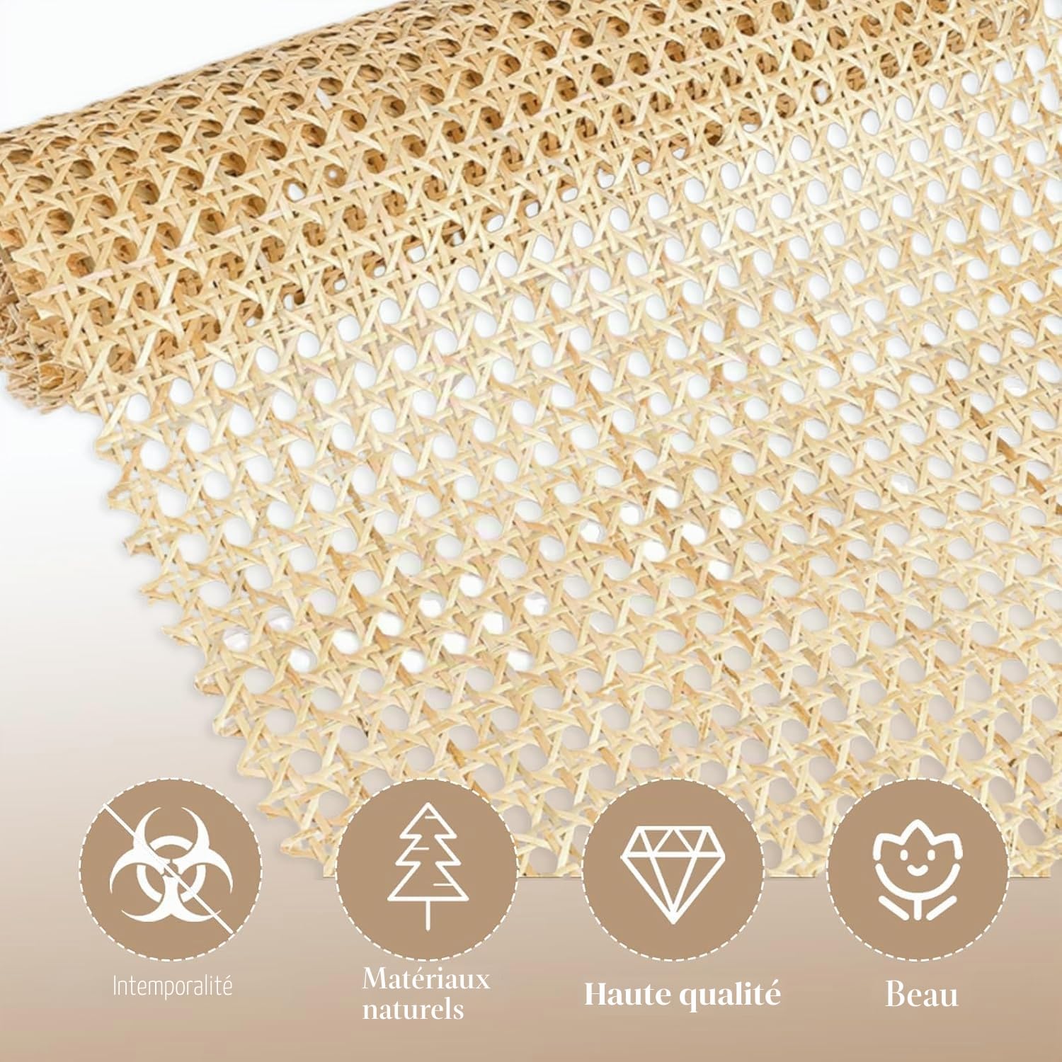 Sangle Cannage Rotin Rouleau, Cannage Rouleau pour Meuble, Nature canage,Naturel en Rouleau, Fabrication Artisanale pour Bricolage Armoire Chaise Meuble 50 X 300 Cm