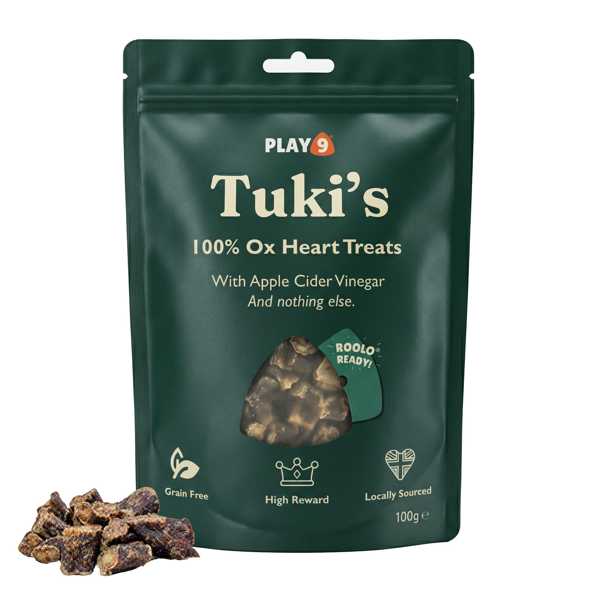 100% Grain free dog treats - Ox heart treats for dogs & puppy treats - high value dog training treats, puppy training treats with High Protein Air Dried Ox Heart (100g)