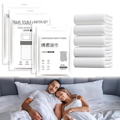 for Couple Travel 2 Sets of Bed Sheet and 2 Disposable Towel for Travel for King Size Queen