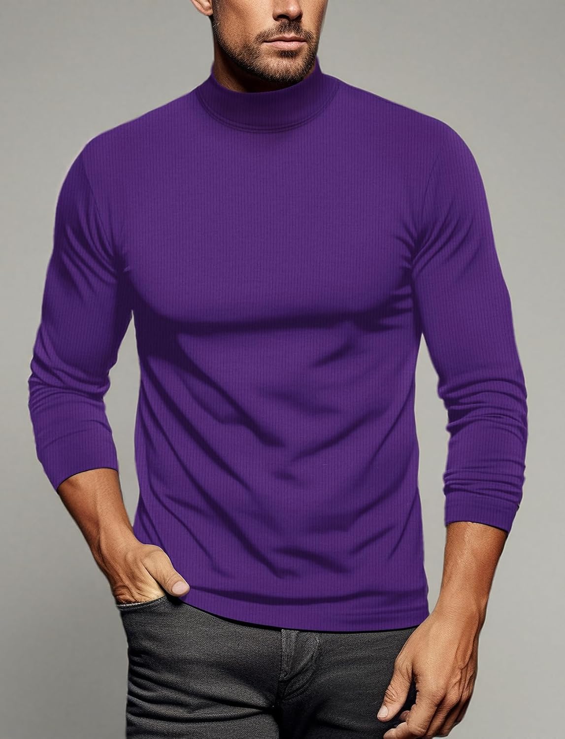 Zengjo Mens Mock Turtleneck Long Sleeve Shirts Thermal Baselayer Top - Image 8