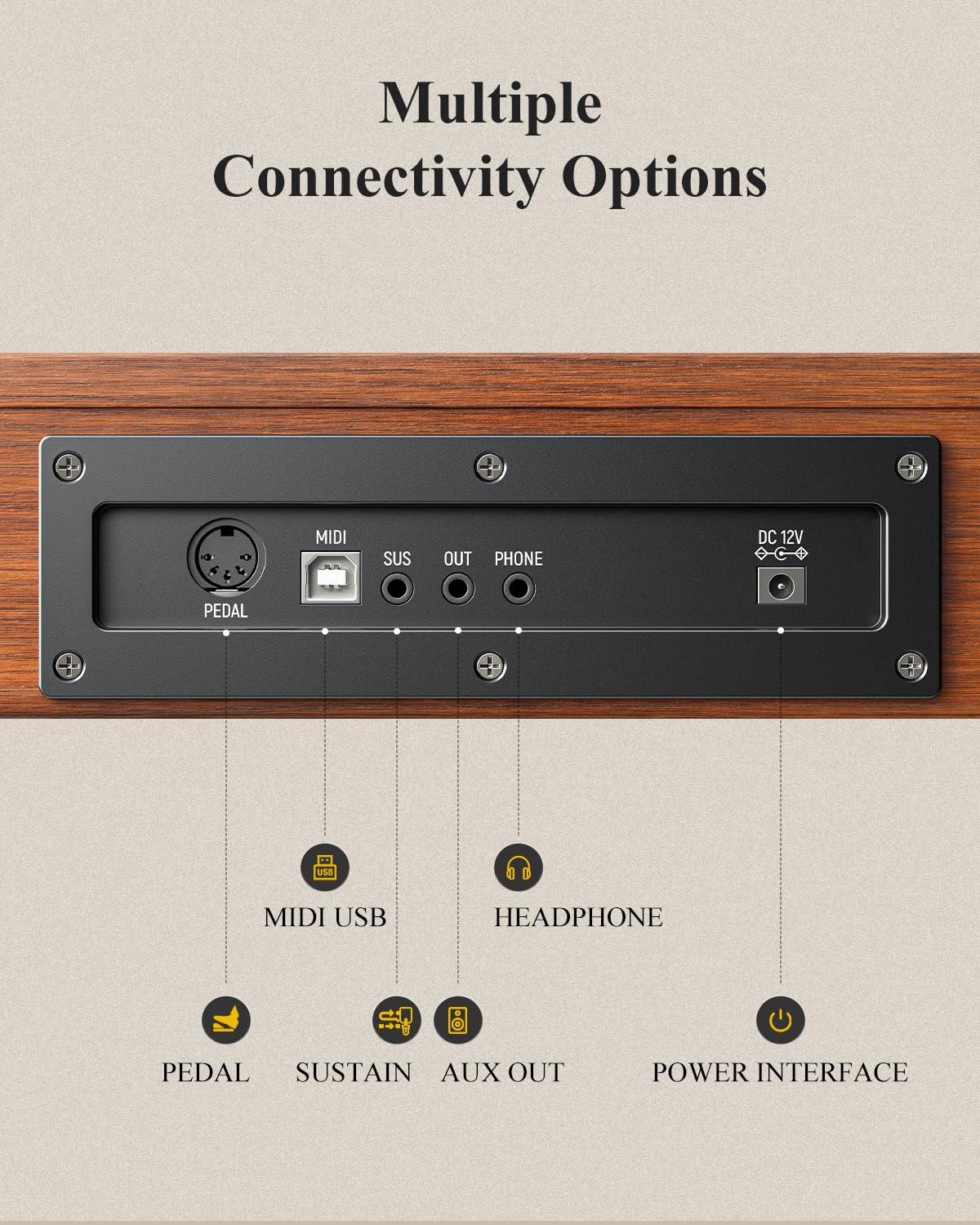 Eastar EP-80 Clavier Piano 88 Touches, Clavier Électrique Pleine Taille avec Touches Sensibles à la Vélocité, Ensemble Piano Numérique Portable pour Débutants avec Support, Pédale et Casque, Marron
