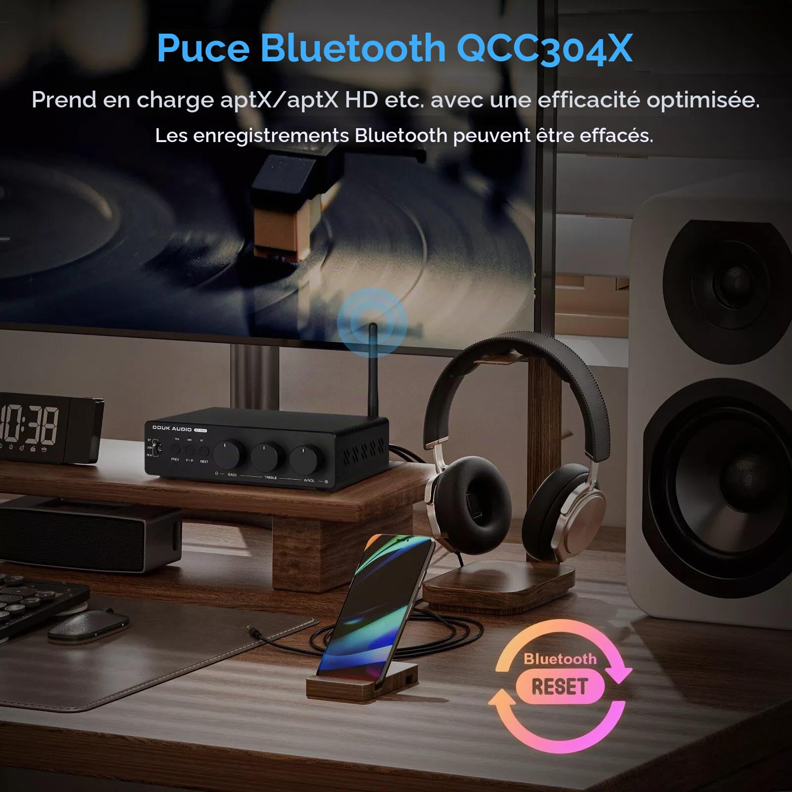 Nobsound HiFi TPA3255 Amplificateur de Puissance Récepteur Bluetooth Maison Amplificateur stéréo Lecteur de Disque U (M1 Max)