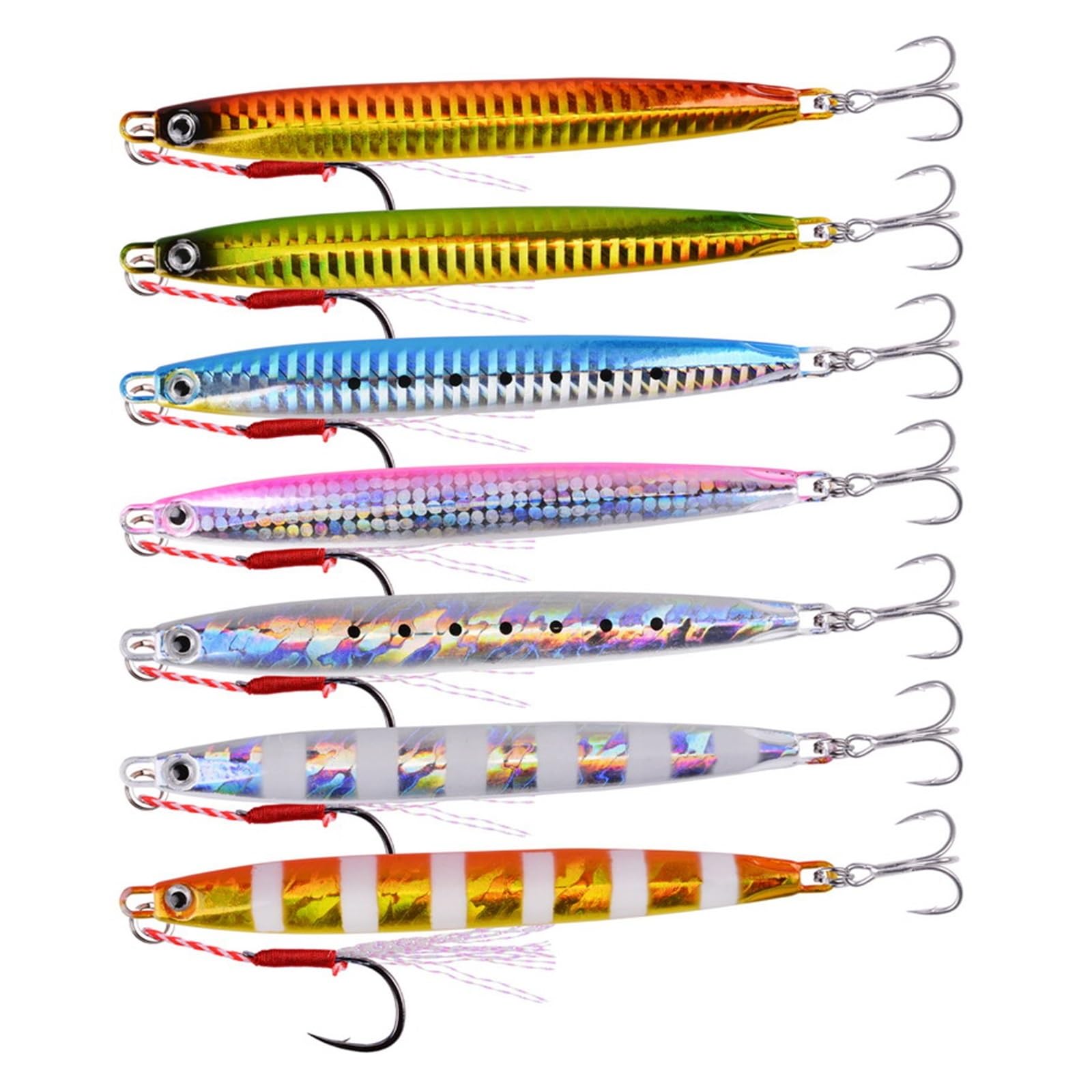 XILILHC 7 Pz/Set Super Slim Metal Casting Jigs 10G 20G 30G 40G Shore Drag Cast Cucchiaio da Jigging Richiamo di Pesca in Zinco Esca Artificiale Attrezzatura