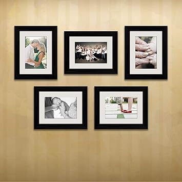 ArtzFolio Wall Photo Frame D512 Black 6x8inch;Set of 5 PCS with Mount