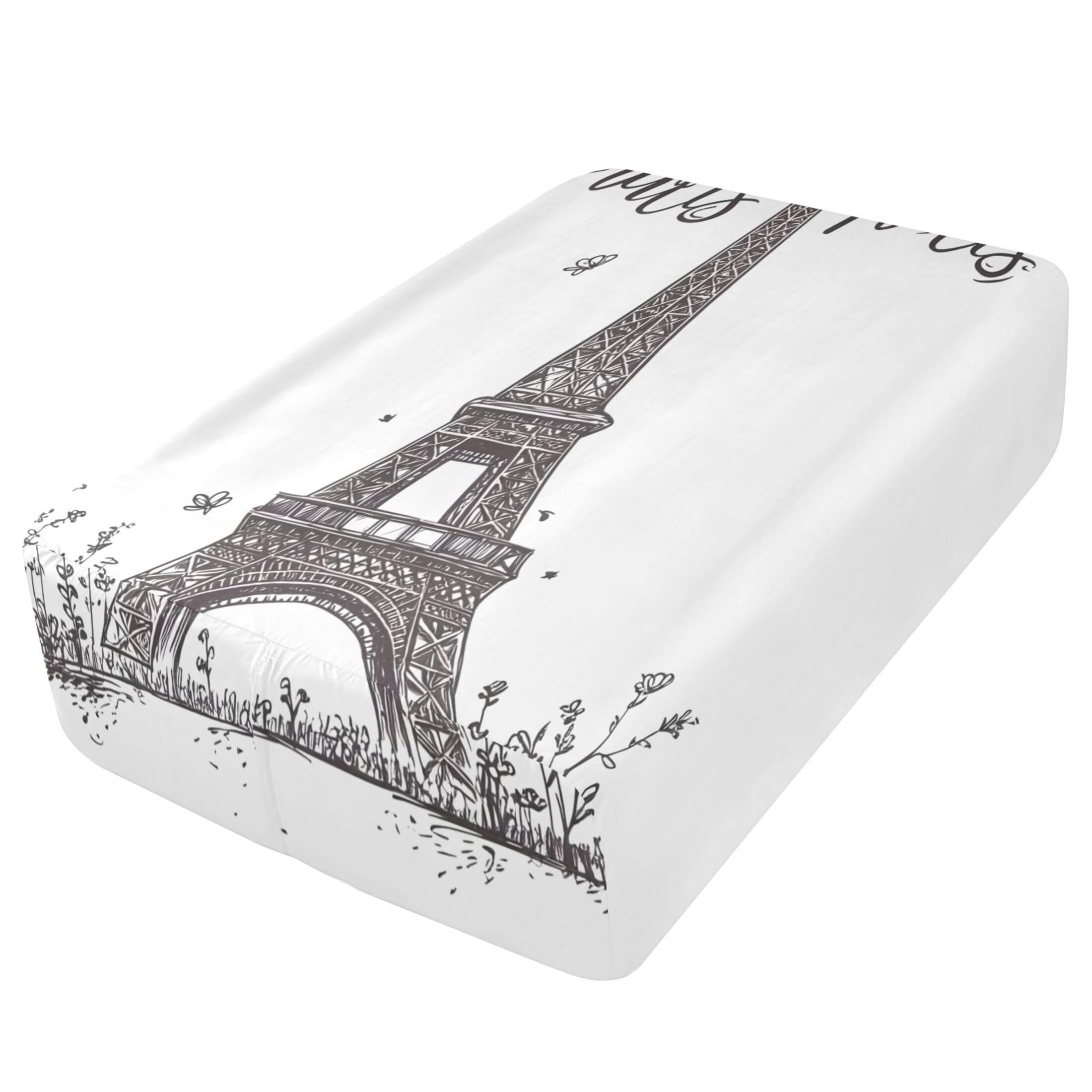 Sábana bajera individual de la Torre Eiffel para colchón de aire, bolsillo extra profundo de 24 pulgadas, funda suave y transpirable con apertura de válvula de cremallera para cama de aire