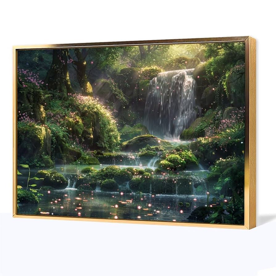 アンティーク 風景画 自然画 湖 滝 森林 油彩画 油絵 アート 絵画 美術 Amazon.co.jp: 絵画 深い山と古い森の滝インテリア 絵画 油絵