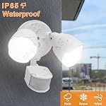 LED Motion Sensor Outdoor Lights,15W 1500 Lumen Flood Light Outside,IP65 Waterproof,3000K/5000K,Dusk to Dawn Outdoor Lighting, Hardwired Motion Security Lights for Garage, Yard, House(White)