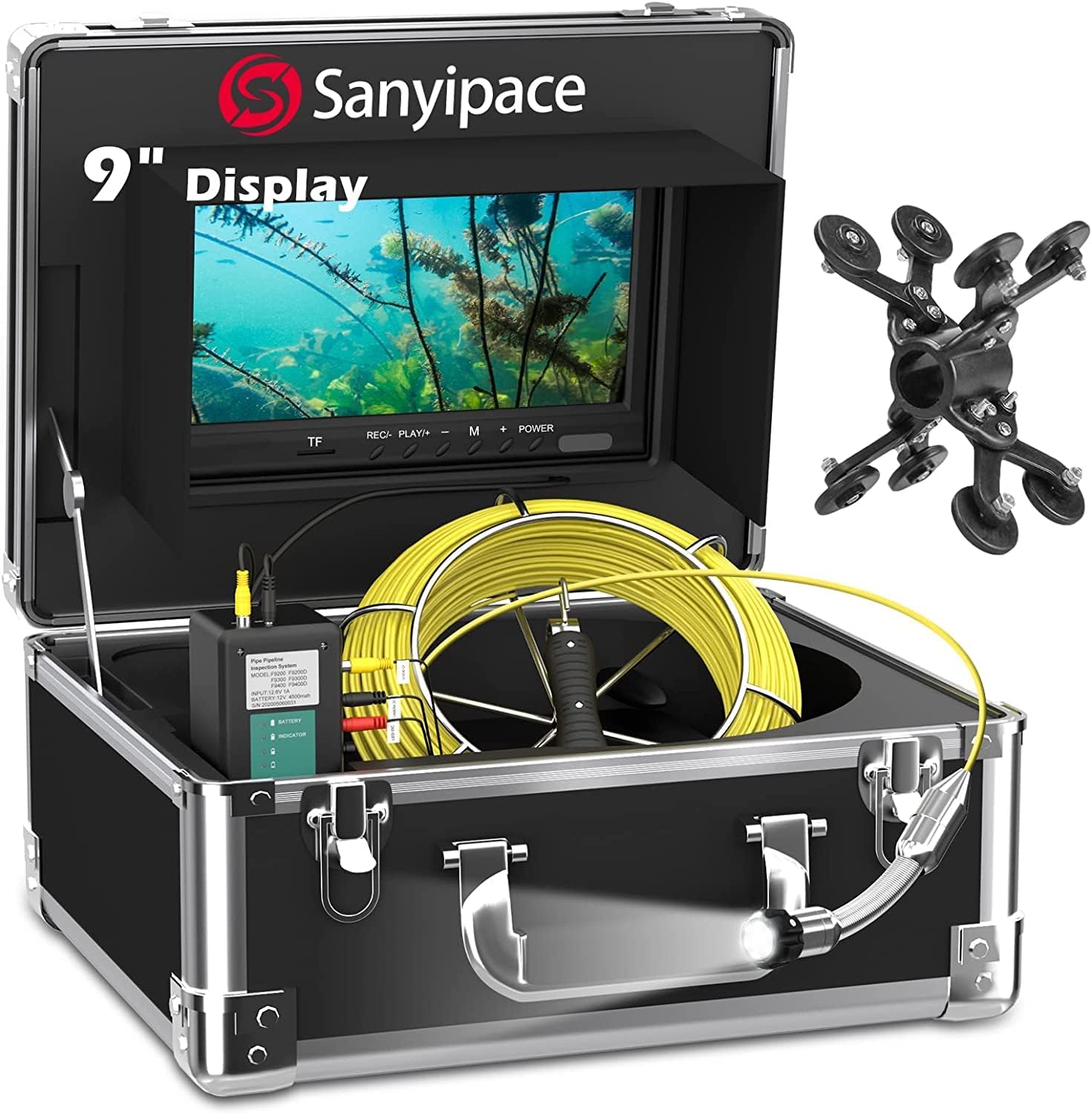 Pipe Camera 20M, 9" Screen Drain Camera with DVR, Sewer Pipeline Industrial Endoscope IP68 Waterproof Video Inspection Borescope 1000TVL CCD VCR Live Recorder HD Color Duct Camera Plumbing Detector
