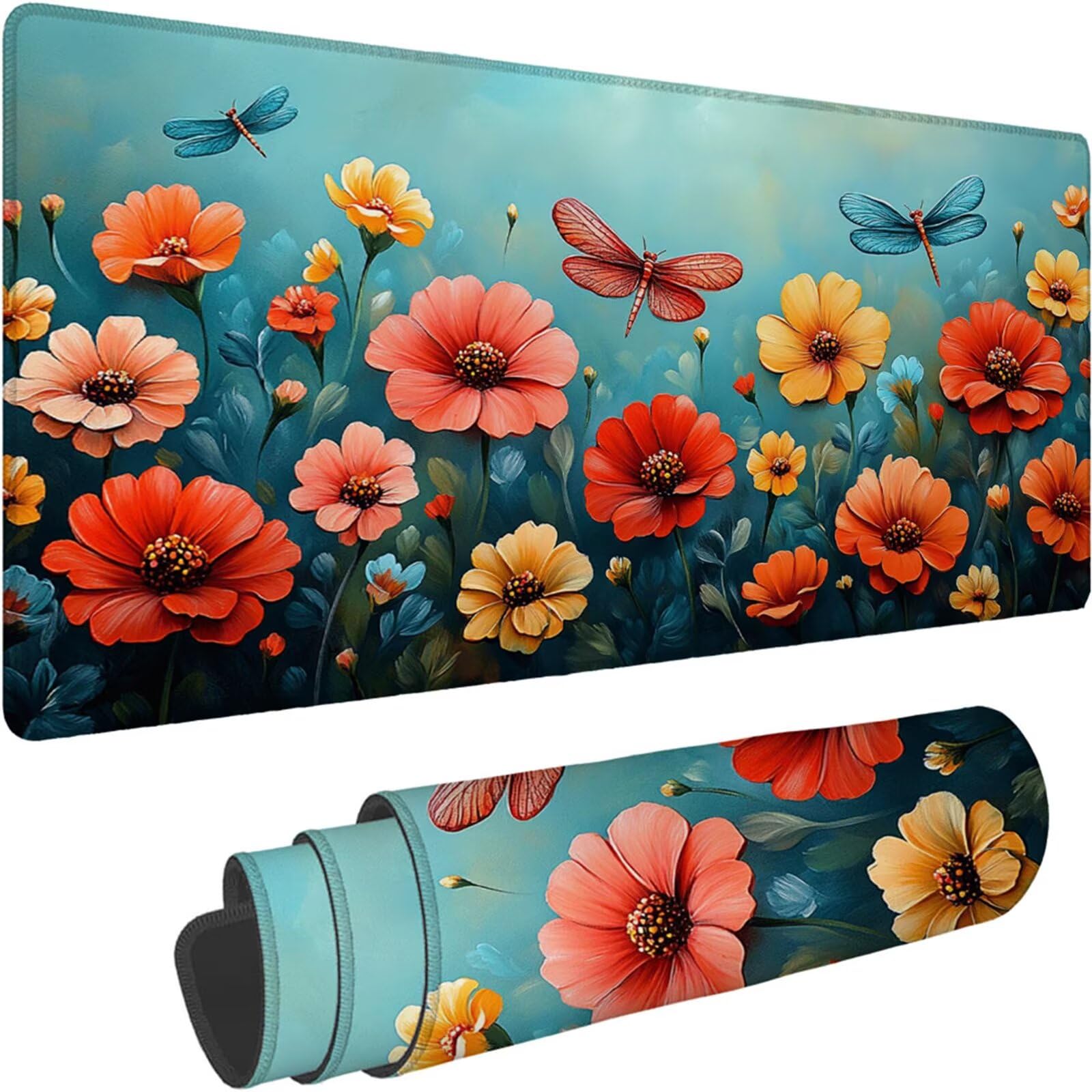 Gamingowa podkładka pod mysz 1200 x 600 x 3 mm, XXL, wodoszczelna, odporna na ścieranie, z przyszytymi krawędziami, niebieska, podkładka na biurko, poprawia prędkość i precyzję pod laptopa, komputer