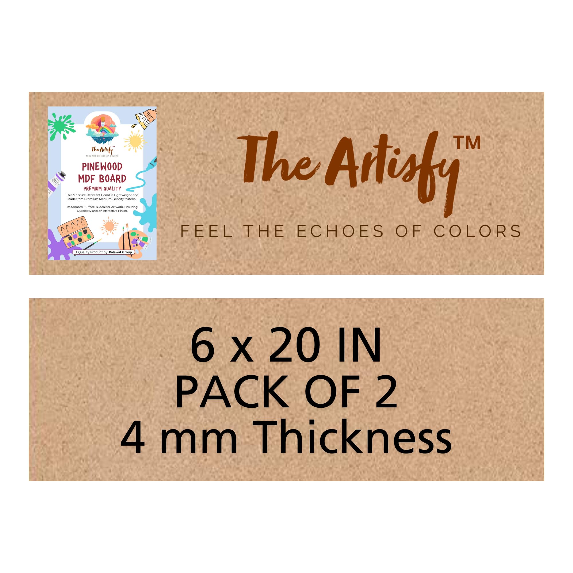 Rectangular MDF Board 6x20 Inch (4mm Thick) | Pack of 2 | Premium Laser Cut Wooden Base for Mandala Art, Lippan Art, Resin Art, Acrylic Painting, DIY Wall Hanging & Home Decor | Smooth Finish Craft Board for Artists & Students-image-36