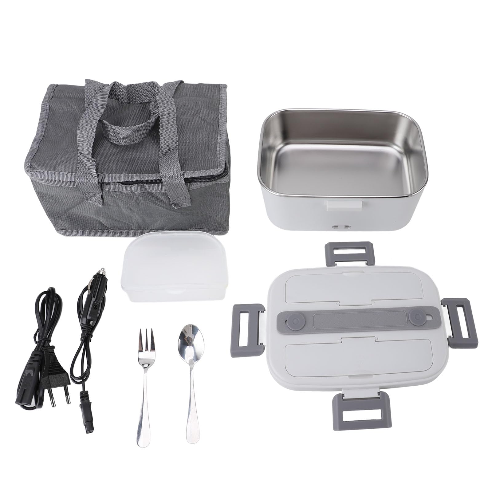 Lunch Box Elettrico 1.8L 80W Scaldavivande in Acciaio Inossidabile SUS304 BPA Free Lunch Box Autoriscaldante con Funzioni di Ebollizione a Vapore, Senza Riempimento (Spina europea)