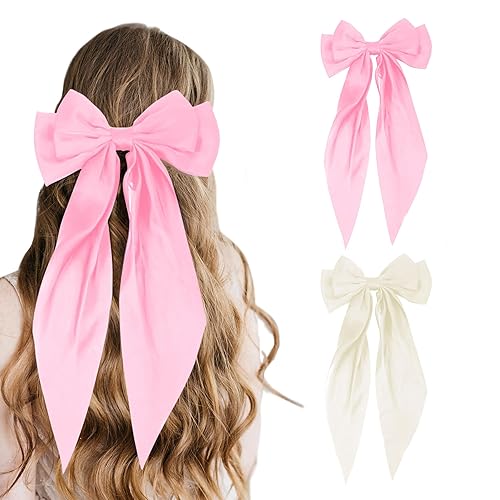 Miniatura 1 de Pinzas para el cabello con lazo, 2 lazos para el cabello para mujer, color negro, accesorios para el cabello para mujer, accesorios lindos con lazo