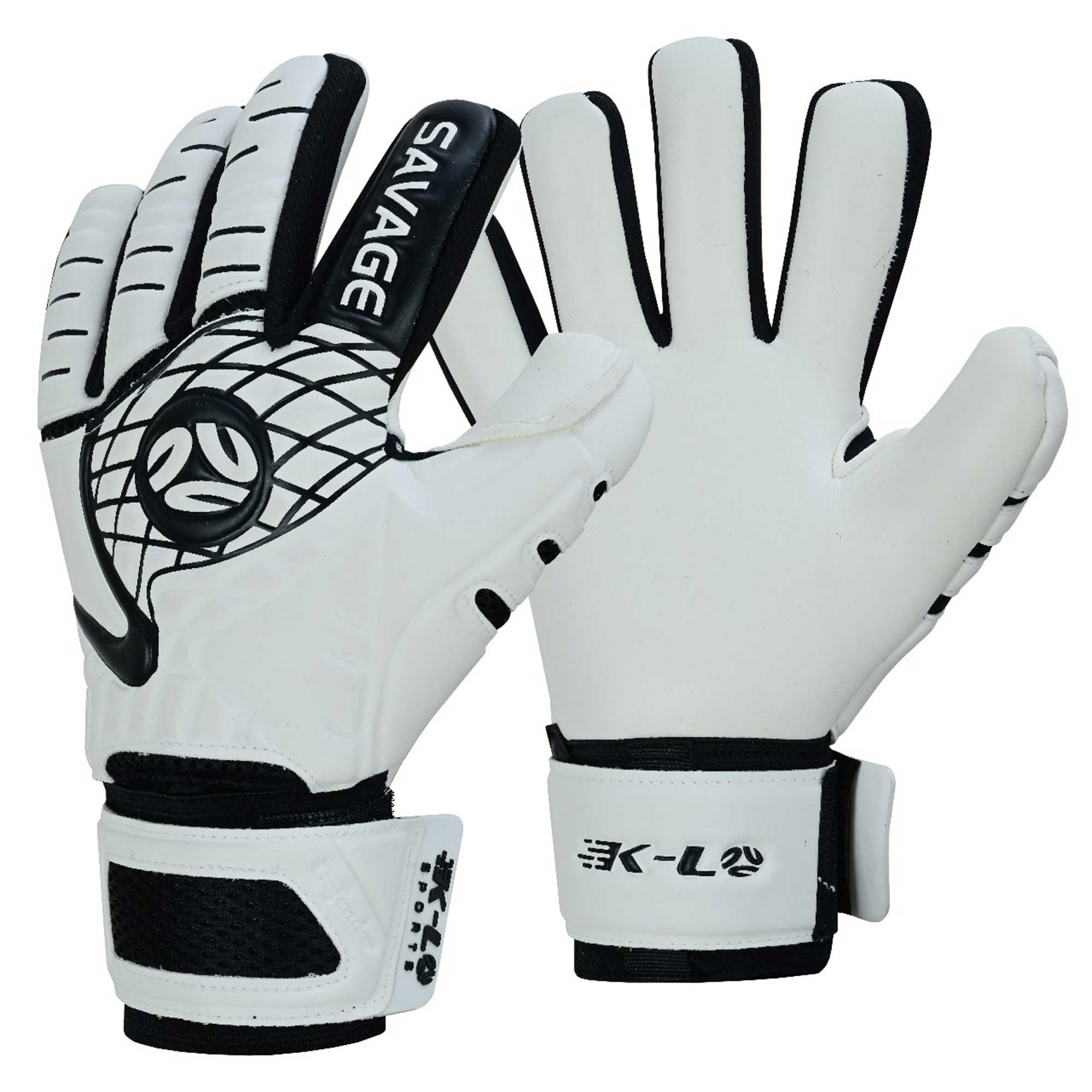 K-LO Goalkeeper Gloves: Savage Blackout Soccer Goalie Gloves - (Unisex, Youth, Kids & Adult) - Fingersaves for Protection | Strong Grip Palm | Sizes 4